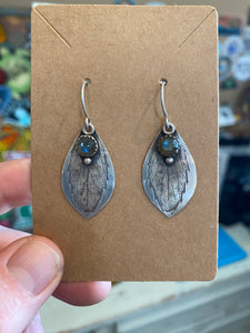 LABRADORITE AND PAXISTINA LEAF POINTED DROP EARRINGS