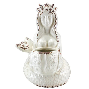 GODDESS MERMAID AND URCHIN PLANTER - WHITE