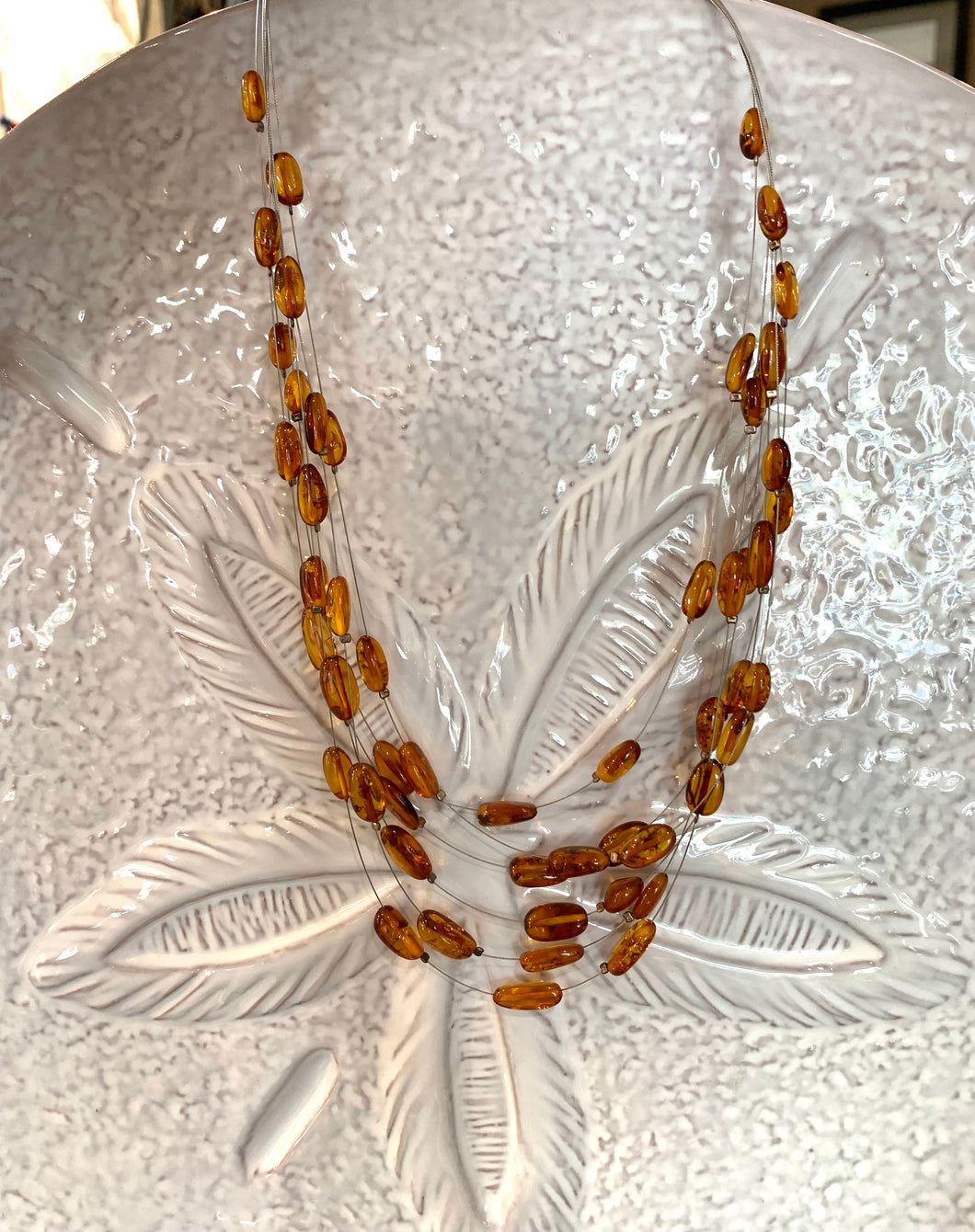 CASCADING BEADS AMBER NECKLACE