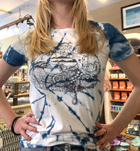 Load image into Gallery viewer, HAND DYED INDIGO WOMENS OCTOPUS TEE
