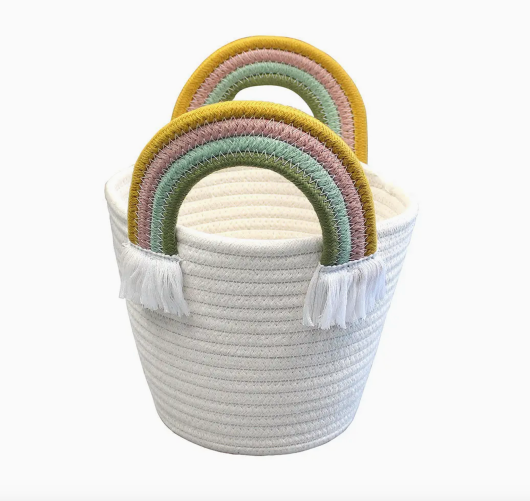 RAINBOW HANDLED ROPE BASKET