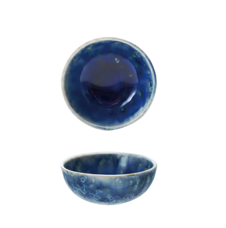 STONEWARE TINY REACTIVE BLUE BOWL